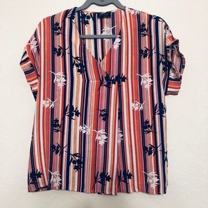 Multi Strip Short Sleeve Blouse - BNWT